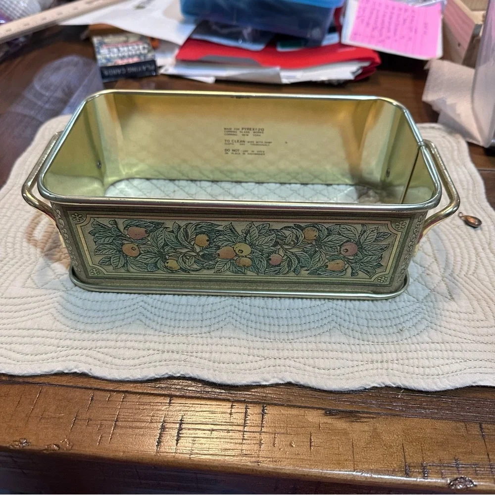 Vintage Metal Fruit Design Tray with‎ Handles 7.5 Inch Length